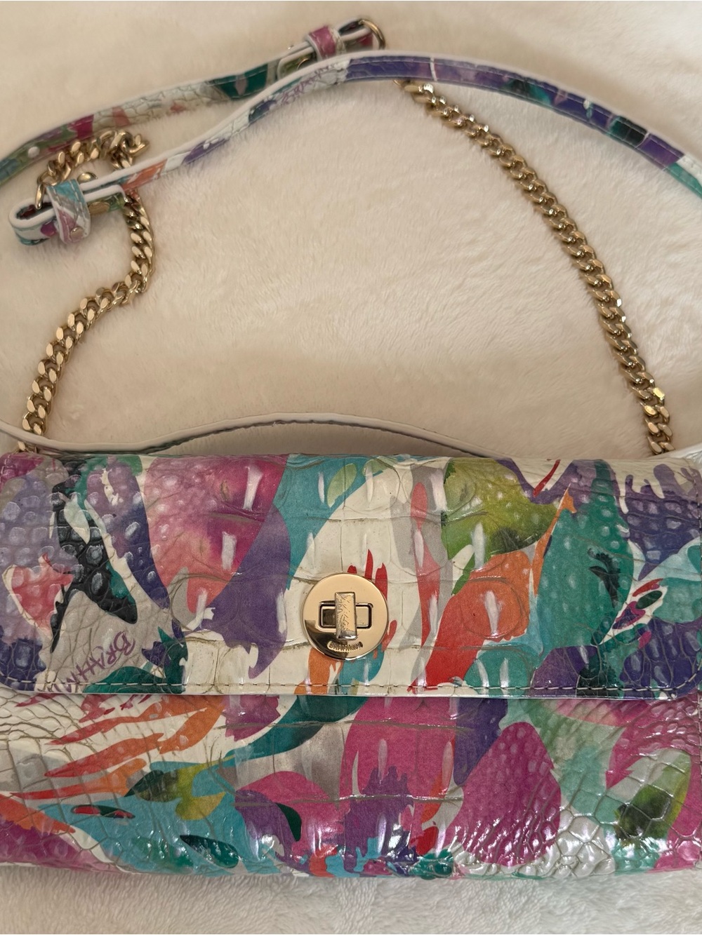 Brahmin Polina Multicolor Daylily Crossbody / Clutch / Wallet w/Chain Strap